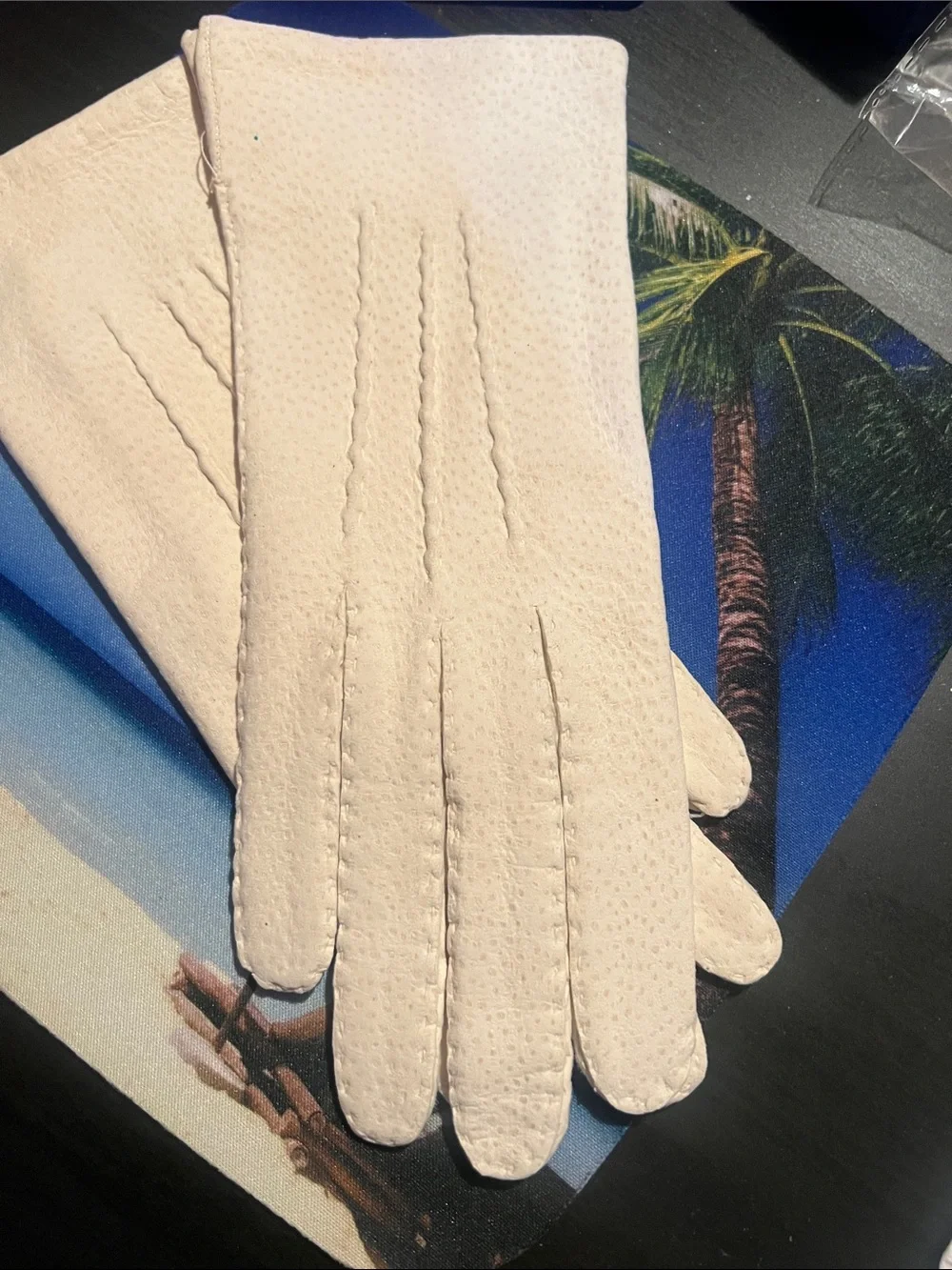Vintage Women's Ivory Leather Gloves
